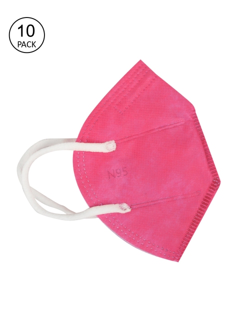 

Fashitale Unisex Pack Of 10 Pink Solid 5 Ply Reusable N95 Masks
