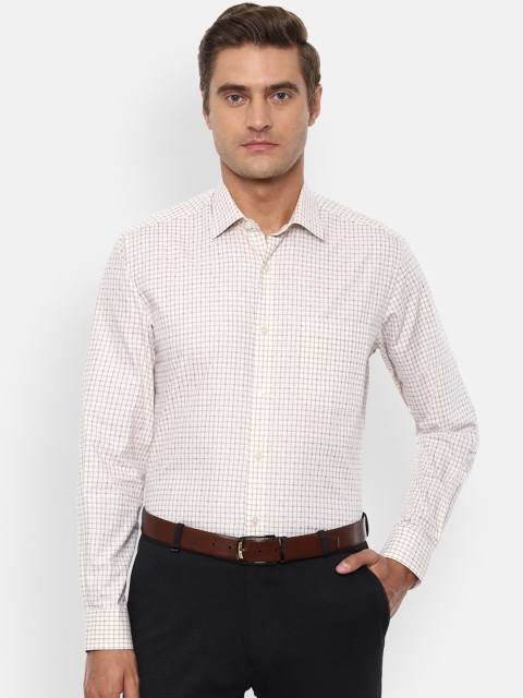 

Louis Philippe Men Cream Slim Fit Checked Formal Shirt