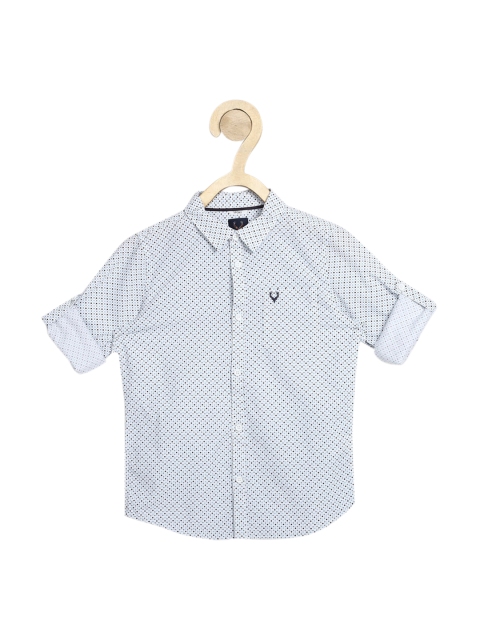 

Allen Solly Junior Boys Blue Slim Fit Printed Pure Cotton Casual Shirt