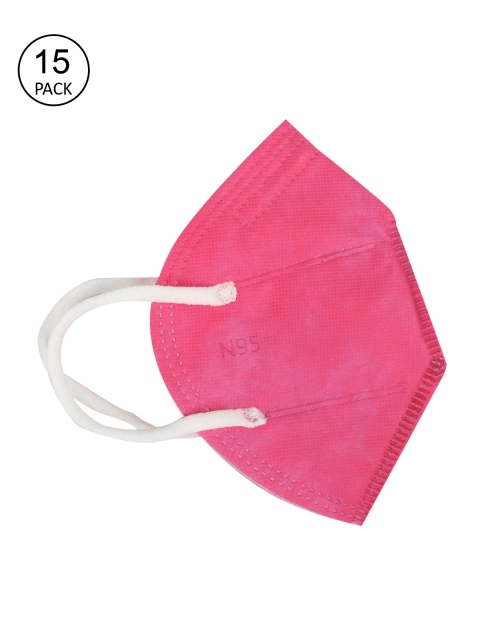 

Fashitale Unisex Pack Of 15 Pink Solid 5-Ply Reusable Protective N95 Masks