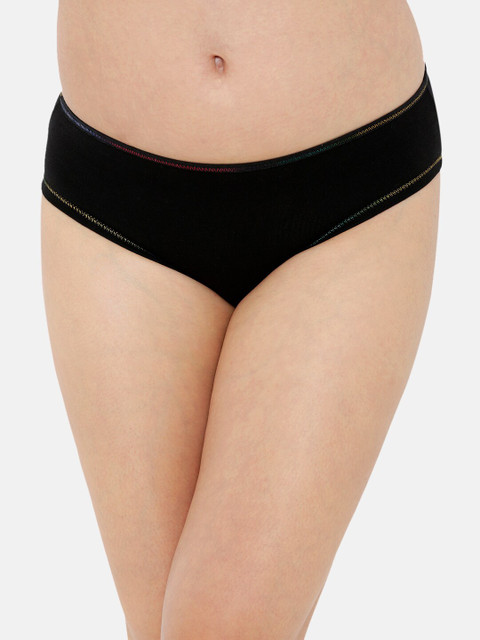 

Heart 2 Heart Women Black Solid Cotton Bikini Briefs H2H 38N