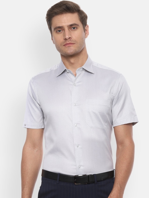 

Louis Philippe Men Grey Printed Casual Shirt