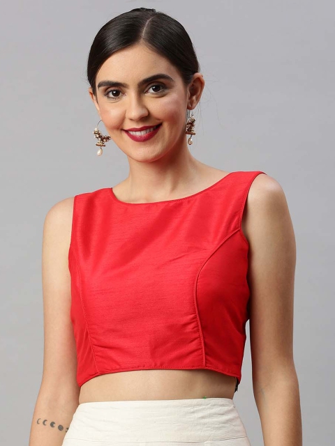 

Soch Red Solid Art Silk Saree Blouse