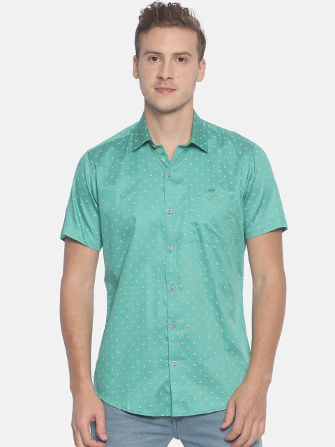 

COUPER & COLL Men Green Slim Fit Printed Casual Shirt