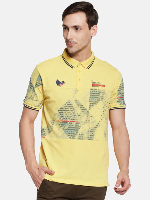 

Monte Carlo Men Yellow Printed Polo Collar T-shirt