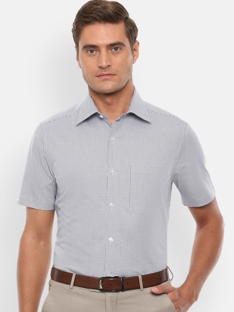 

Louis Philippe Men Grey Micro Checks Checked Formal Shirt