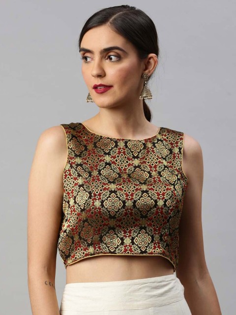 

Soch Women Maroon Woven Design Art Silk Saree Blouse