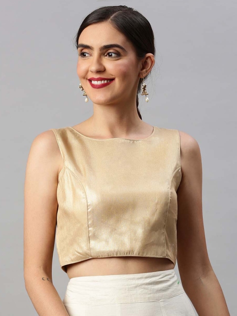 

Soch Women Gold-Coloured Solid Art Silk Saree Blouse
