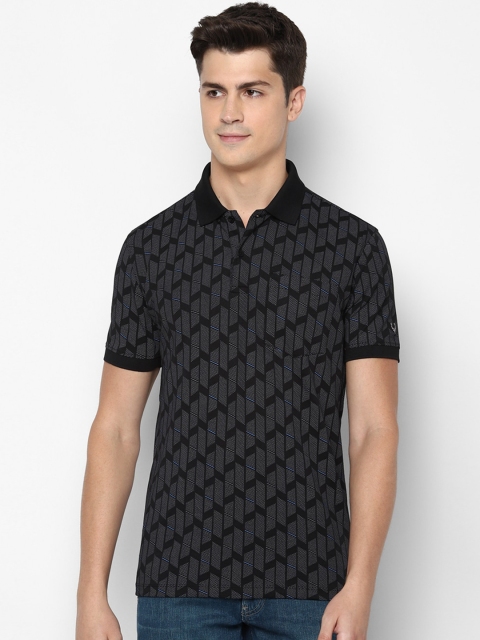 

Allen Solly Men Black Printed Polo Collar Pure Cotton T-shirt