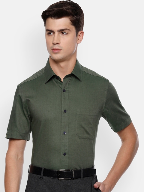 

Louis Philippe Men Olive Cotton Formal Shirt