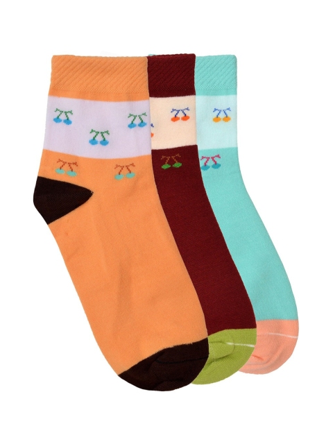 

MARC Women Pack Of 3 Assorted Cotton Ankle-Length Socks