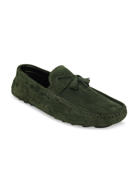 

LOUIS STITCH Men Green Leather Loafers