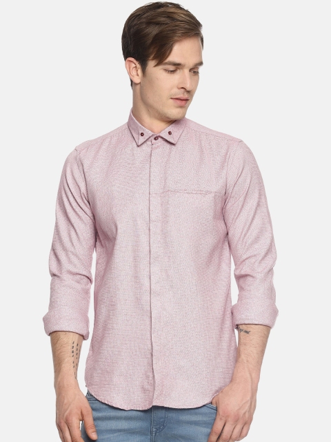 

COUPER & COLL Men Pink Self Design Casual Shirt