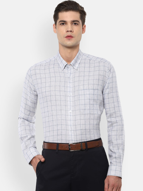 

Louis Philippe Men Grey Checked Formal Shirt