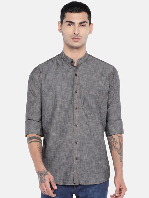 

EVOQ Men Charcoal Grey Casual Shirt