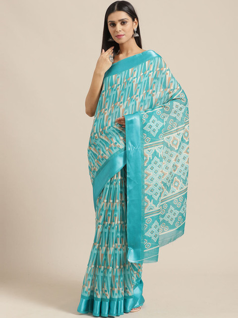 

Saree mall Blue & White Ethnic Motifs Sarees