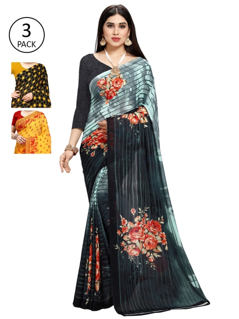 

KALINI Pack Of 3 Yellow & Red Ethnic Motifs Saree