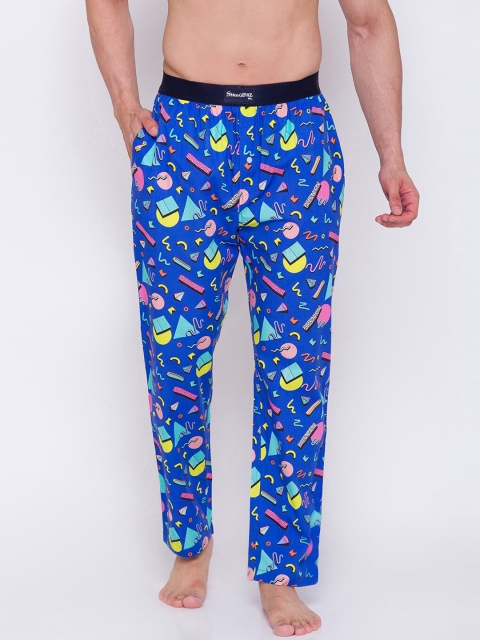 

Smugglerz Men Blue Abstract Printed Lounge Pants