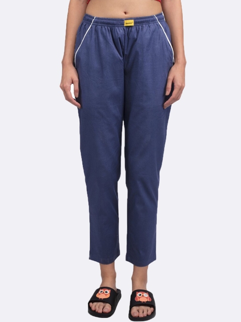 Bewakoof Women Navy Blue Solid Lounge Pants