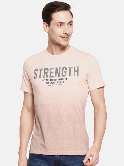 Monte Carlo Men Pink Typography Printed Slim Fit T-shirt