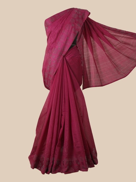 

Pothys Violet Beads and Stones Jute Silk Saree