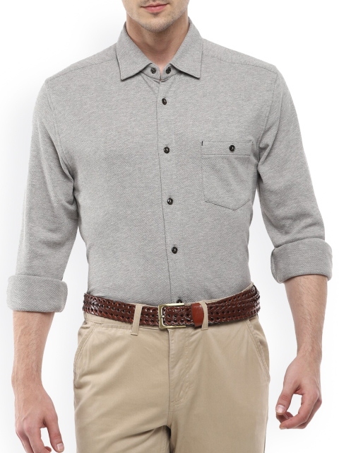 

Ted Baker Men Grey Textured Cotton Casual Shirt