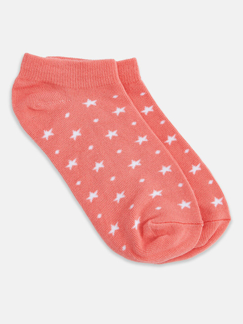 

Honey by Pantaloons Women Coral-Coloured Patterned Ankle-Length Socks