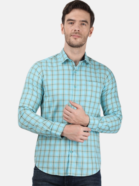 

Monte Carlo Men Blue Grid Tattersall Checks Checked Casual Shirt