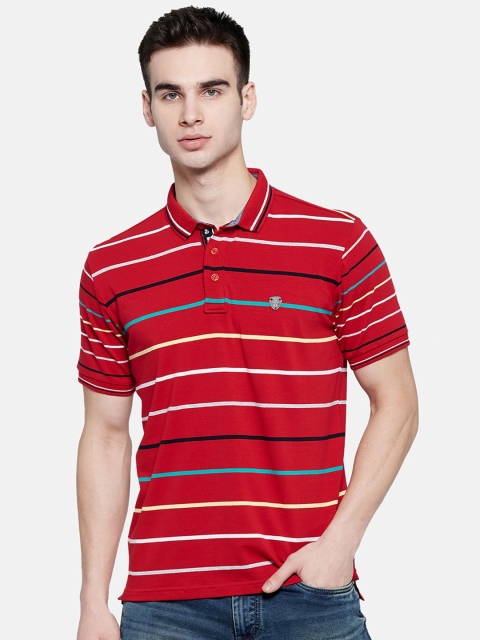 

Monte Carlo Men Red Striped Polo Collar T-shirt