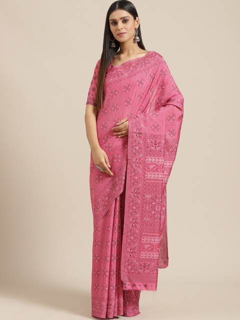 

Saree mall Pink & Black Silk Blend Sarees