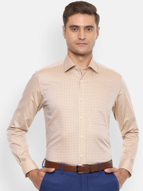 

Louis Philippe Plus Size Men Beige Slim Fit Printed Casual Shirt