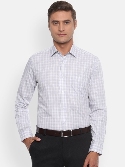 

Louis Philippe Men Grey Slim Fit Checked Casual Shirt