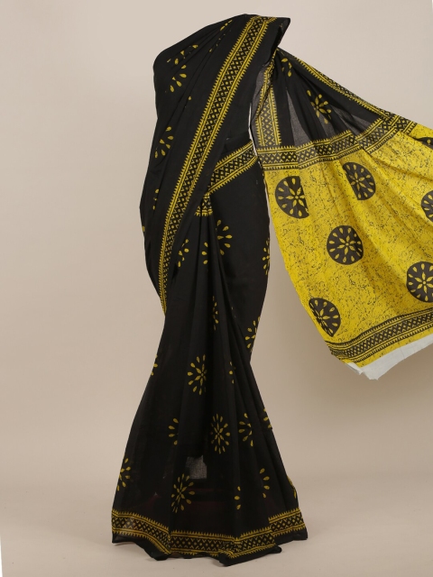 

Pothys Black & Yellow Printed Saree
