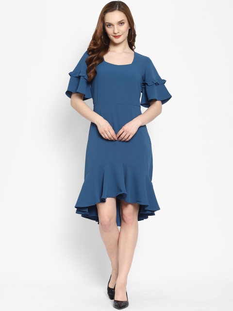 

NIXX Navy Blue Scuba Above-Knee A-Line Dress