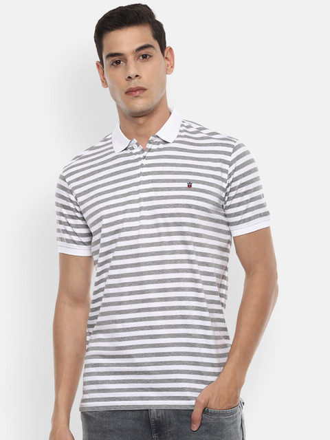 

Louis Philippe Sport Men White Striped Polo Collar Slim Fit T-shirt