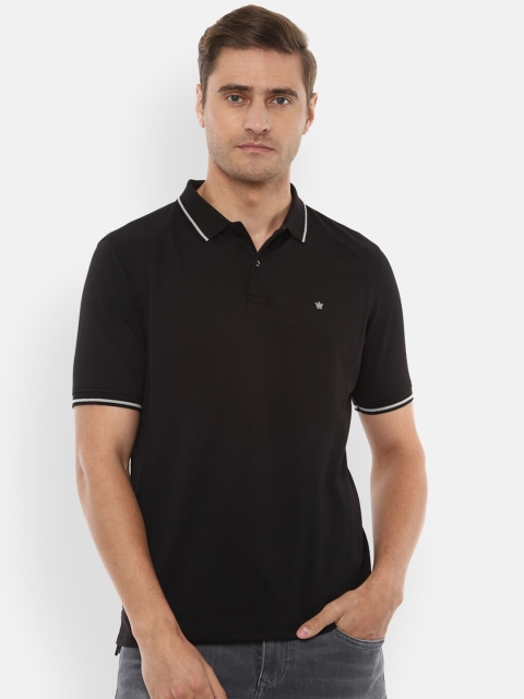 

Louis Philippe Men Black Solid Polo Collar T-shirt