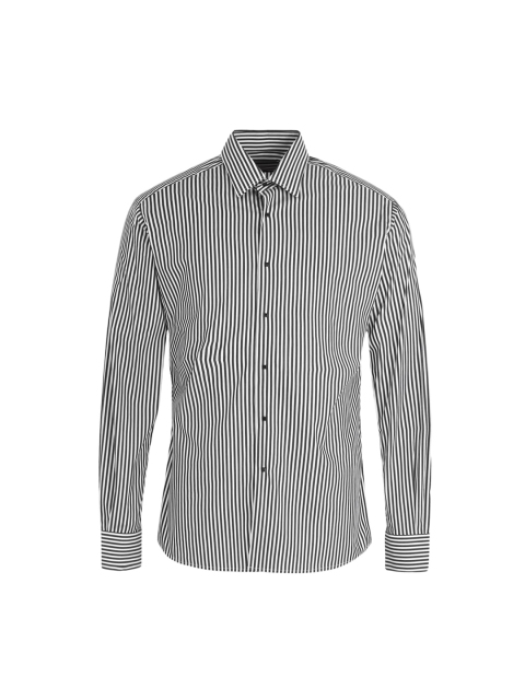 

LAGERFELD Men Black & White Vertical Striped Cotton Casual Shirt