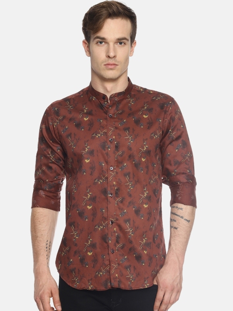 

COUPER & COLL Men Maroon Slim Fit Floral Printed Casual Shirt