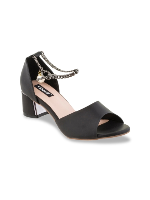 

Sherrif Shoes Black Block Heeled Peep Toes