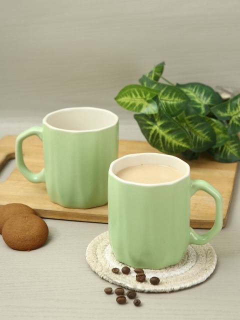 

Aapno Rajasthan Set Of 6 Green Textured Ceramic Glossy Mugs