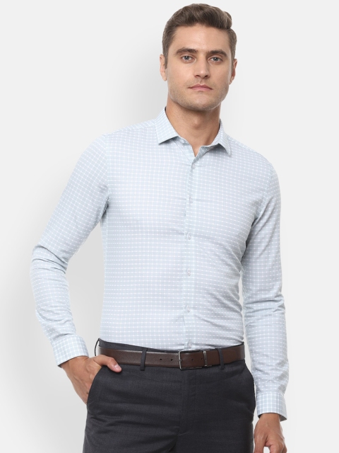 

Louis Philippe Men Blue Slim Fit Checked Cotton Formal Shirt