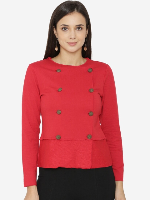 

Yaadleen Women Red Solid Tailored Jacket