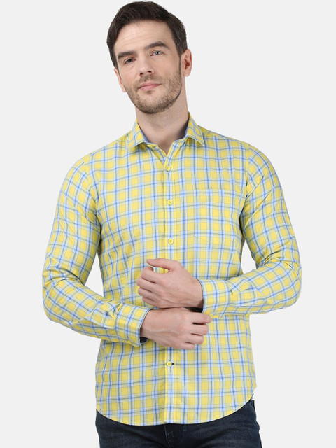 

Monte Carlo Men Yellow Checked Casual Shirt