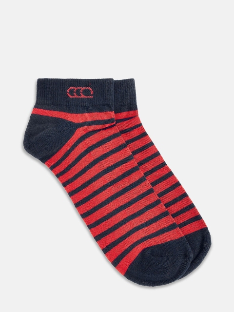 

Ajile by Pantaloons Men Navy Blue & Red Striped Ankle-Length Socks