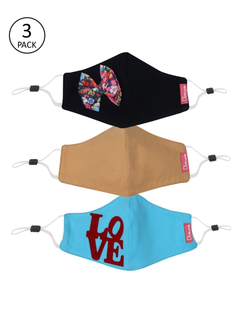 

DChica Girls Pack Of 3 2-Ply Assorted Reusable Cotton Cloth Face Masks