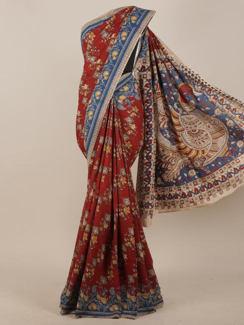 

Pothys Maroon Ethnic Motifs Cotton Blend Saree