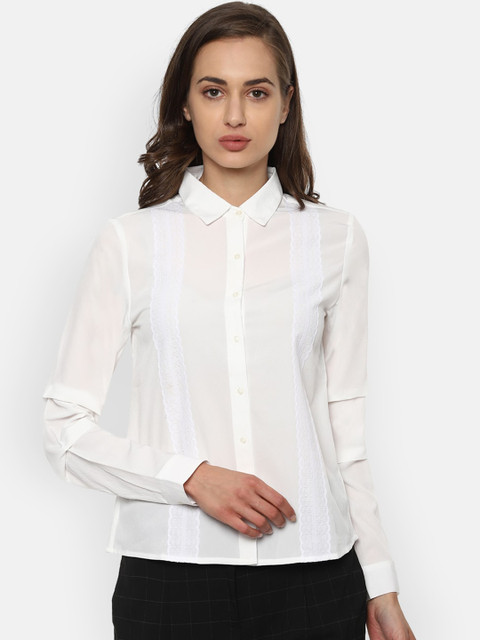 

Van Heusen Woman Women White Semi-Sheer Casual Shirt