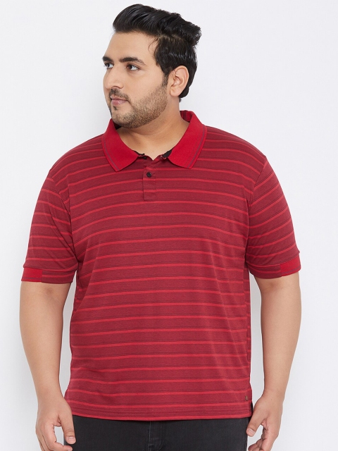 

Instafab Plus Men Red & Black Striped Polo Collar T-shirt