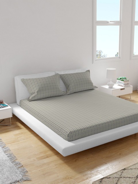 

Himeya Grey & Pink 200 TC Cotton King Sustainable Bedsheet with 2 Pillow Covers