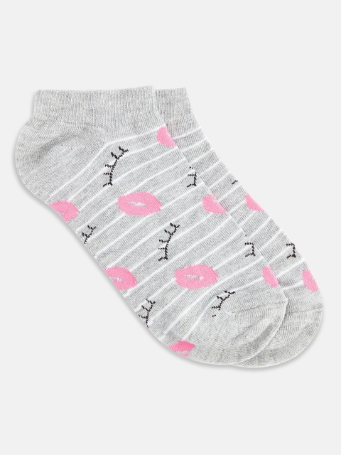 

Honey by Pantaloons Women Grey Patterned Ankle-Length Socks